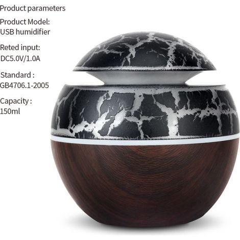 USB Pilz Luftbefeuchter Diffuser 150ml Rissmuster dunkles Holz (1/5)