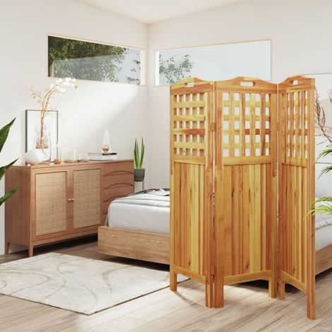 Cloison de séparation 3 panneaux - Paravent Séparation de pièces - Brise Vue 121,5x2x115 cm Bois d'acacia Chic-397334 (1/5)