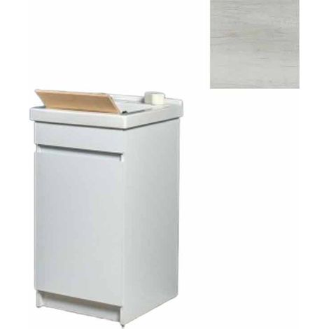 Mobile Lavatoio in Ceramica 1 Anta con Strofinatoio in Legno Massello 45x50x86A cm Olmo Bianco (1/5)