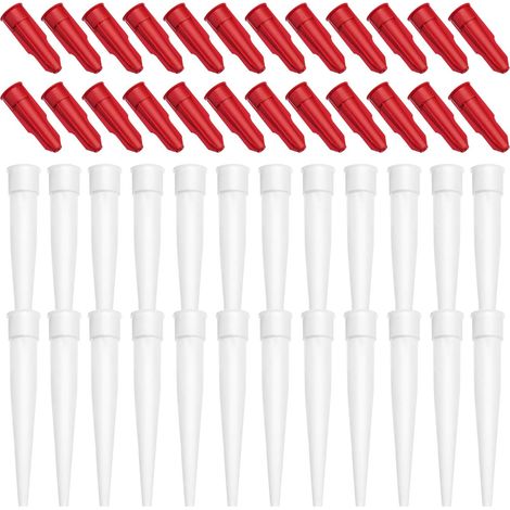 Lntyq 24 Pièces Ensemble de Bouchons de Buses de Calfeutrage, Embouts de Cartouche Embout Cartouche Silicone,Bouchons De Calfeutrage Outil D'Étanchéité,Embout Silicone,Joint Silicone(24 Blanches,24 Ro (1/5)