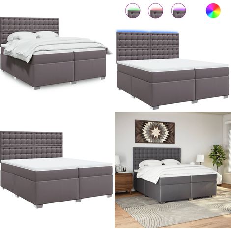 Boxspringbett mit Matratze Grau 200x200 cm Kunstleder - Boxspringbett - Doppelbett - Bettenrahmen - Lederoptik - Kunstleder - Home & Living (1/5)
