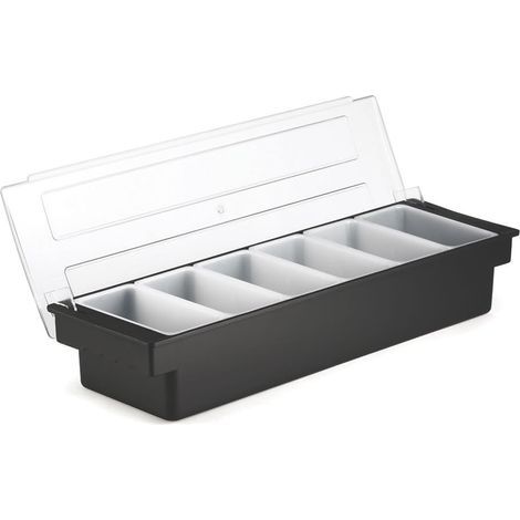 Plastic Condiment Dispenser 6 Compartments Black (1/4)