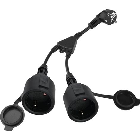 16A Câble de Prolongation Extérieur avec 2 Prises Schuko IP44 250V Étanche Multiprise avec Deux Prise Schuko Prolongation pour Jardin Terrasse Bureau Câble Flexible Sécurisé de Protection (1/5)