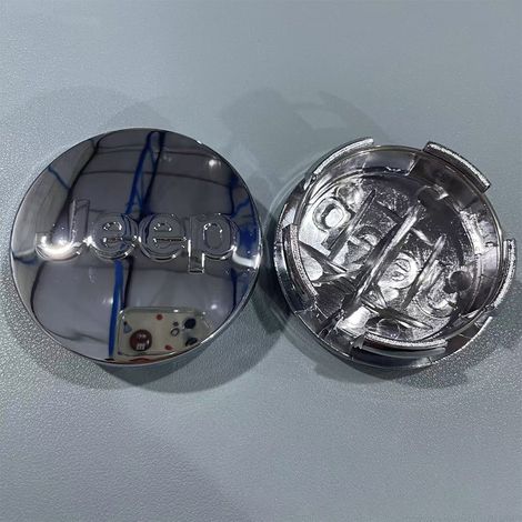 64-mm-Radkappen, kompatibel mit Jeep Compass, Cherokee und Patriot – Felgennabenkappen, Radnabenkappen für Autofelgen, Gummi-Radzubehör, 4er-Set – Glänzendes Silber