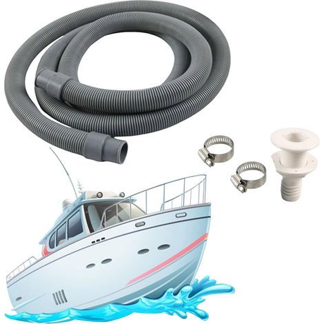 Set mit 4 Bilgenpumpen-Schlauchschellen – Bilgenpumpen-Installationsset – Flexibler PVC-Teichschlauch mit Rohrverschraubungen – Für Boote, Gärten und Teiche – 19 mm (1/5)
