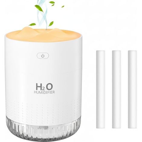 Humidificateur chambre à coucher USB humidificateur Mini Humidificateur avec 2 Mode Brume Réglable avec LED Veilleuse pour la maison, le yoga, le bureau (3 colline) (1/5)