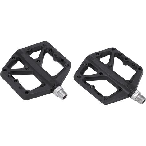 Paar rutschfeste Fahrradpedale, Nylonfaser, flache Plattform, Mountainbike/Rennrad, Schwarz (1/5)