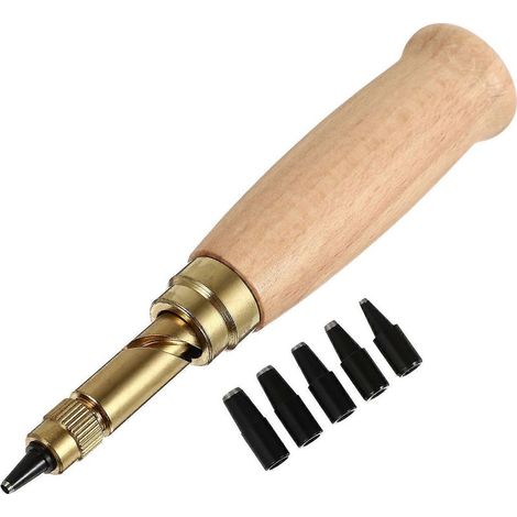Kit de 6 emporte-pièces en acier allié pour le travail du cuir (diamètres : 1,5 mm, 2 mm, 2,5 mm, 3 mm, 3,5 mm et 4 mm). (1/5)