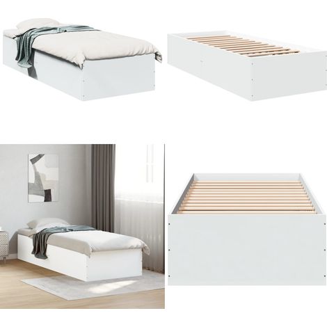 Cadre de lit sans matelas blanc 90x190 cm - Cadre De Lit - Lit Double - Lit Blanc - Meuble Chambre - Literie - Home & Living (1/5)