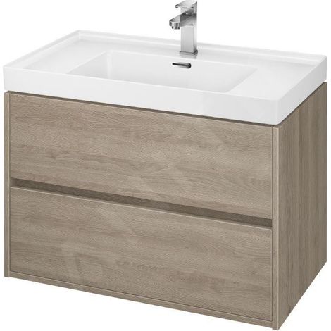 Cersanit Crea - Meuble-lavabo, 53x79x45 cm, 2 tiroirs, chêne S924-009 (1/3)