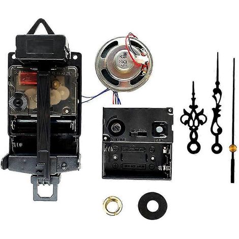Mouvement d'horloge à pendule à quartz avec aiguilles noires, avec haut-parleur intégré, fonctionne sur piles, mécanisme de mélodie (1/5)