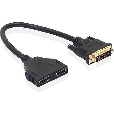 Câble adaptateur double HDMI femelle vers DVI 24+1 mâle (conversion bidirectionnelle) (1/5)