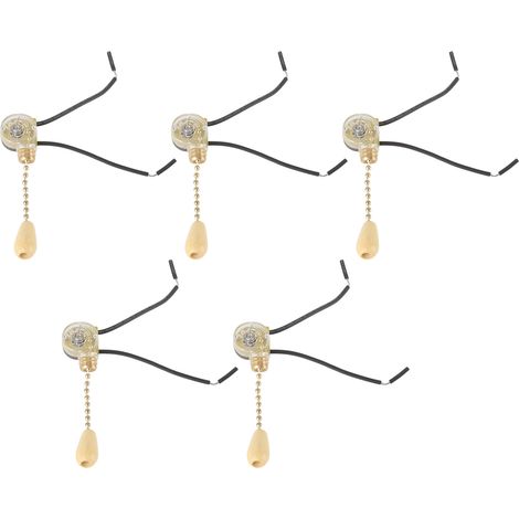 Lot de 5 interrupteurs à tirette de rechange de qualité pour ventilateur de plafond et applique murale (250 V/125 V). (1/5)