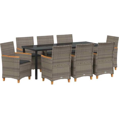 Maison Exclusive - Set da Pranzo per Giardino 9 pcs Grigio polyrattan