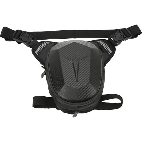 Sacoche de cuisse moto avec bande réfléchissante, résistante à l'eau, style fibre de carbone, idéale pour la randonnée, les voyages et la pêche. (1/5)