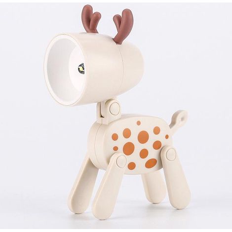 Veilleuse LED mini en forme d'élan tacheté beige, lampe mignonne pour chambre d'enfant, lampe de chevet, lampe de salon, cadeau pour étudiant, motif animal de dessin animé, lampe de bureau pliable, dé (1/5)
