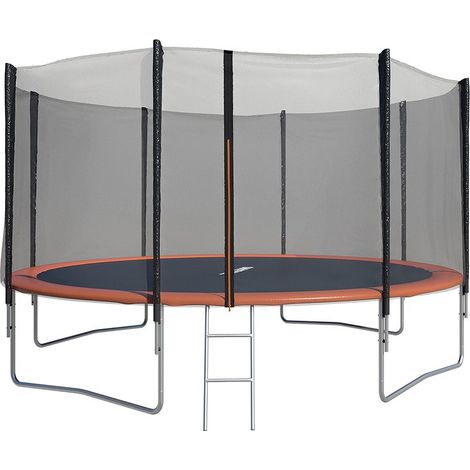 Trigano – Trampoline Ø 4,27 m avec filet de sécurité – Charge maximale 130 kg – Échelle incluse pour accès facile – Surface de saut spacieuse