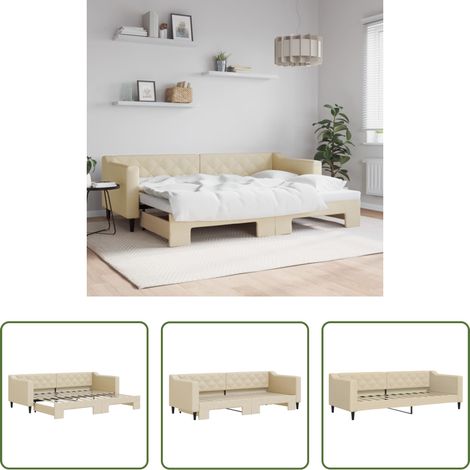 Schlafsofa -  Tagesbett Ausziehbar Creme 80x200 cm Stoff (1/5)