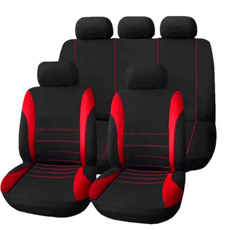 Housse de siège auto 9 pièces, coussin de protection universel quatre saisons, appuie-tête enveloppant, décoration intérieure pour la plupart des voitures, camions, SUV et fourgonnettes, style couture (1/5)