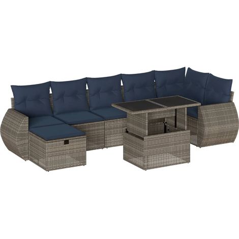 Maison Exclusive - Set Divani da Giardino 8 pz con Cuscini Grigio in Polyrattan (1/5)