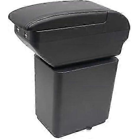 (4 porte USB nere con cavo nero) Elegante bracciolo a doppio strato 26-27 per Peugeot Partner, vano portaoggetti nella console centrale