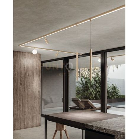 SOSPENSIONE 8W 3000K 635LM ORO 45CM D.3CM IP65 PER SISTEMA BINARIO OUTY