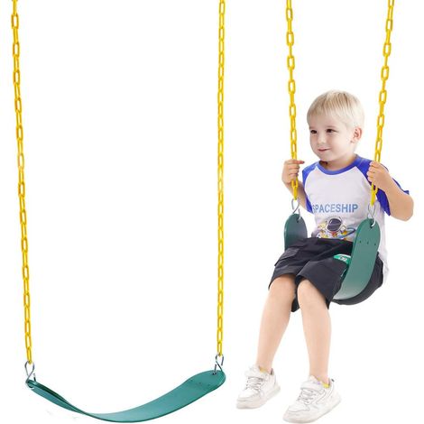 Siège de Balançoire Lot de 2 Assise en EVA avec Chaînes Enduites 168 cm Charge Max 136 kg Intérieur Extérieur (1/5)