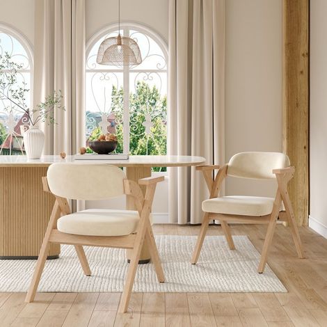 Chaises de salle à manger pliantes - SINGULARITY - SINGULARITY-2 - Bois massif - Coussins velours beige - Lot de 2