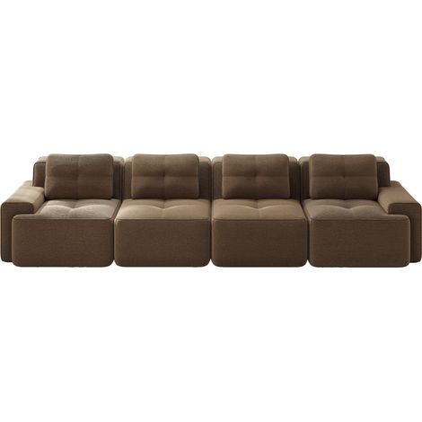 4-Sitzer modulares Sofa aus braunem Cord, 74 cm tief, ohne Montage (1/5)