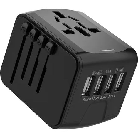 ZHIJIA PREMIUM Lot de 1 adaptateur prise voyage universel France vers USA UK DE TH IT AU 4 ports usb prise ac recharge appareils (1/5)