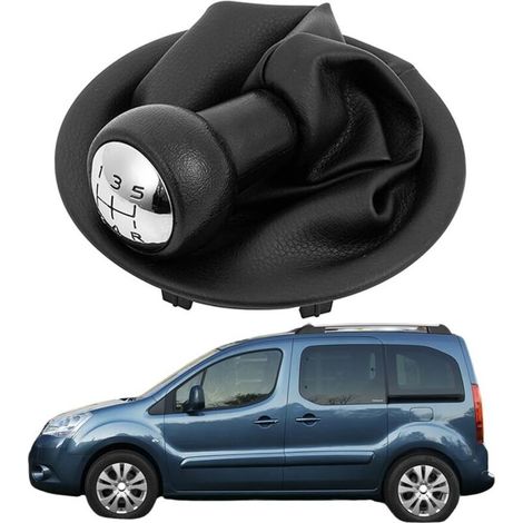 Schaltknaufmanschette für Citroën Berlingo Multispace (2008–2018), 5-Gang, Staubschutzhülle aus schwarzem Leder, Rahmen-Ersatzset