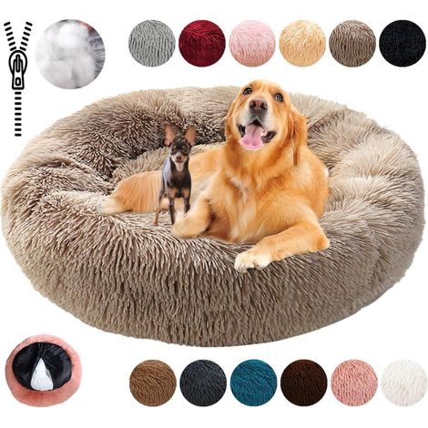 Lit pour chien apaisant Donut Khaki 5XL (120cm) - Moelleux, Lavable