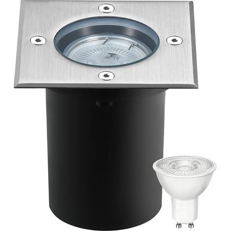Spot Led Encastrable Exterieur sol Carré Pour Gu10, Argenté Spot Encastrable Exterieur IP67 Étanche 3W 230V 3000K Blanc Chaud, Spot Led Encastrable pour Jardin Chemin Parc Cour (1/5)
