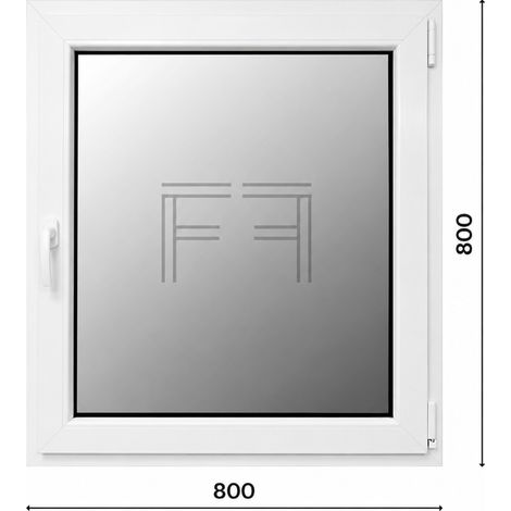Fintex-finestra in PVC bianco singola anta 800X800 apertura a destra, doppio vetro, PROFILO A L (1/3)