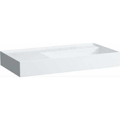 Lavabo KARTELL 900 x 460 mm, étagère à gauche sans trop-plein, sans trou pour robinet blanc LAUFEN