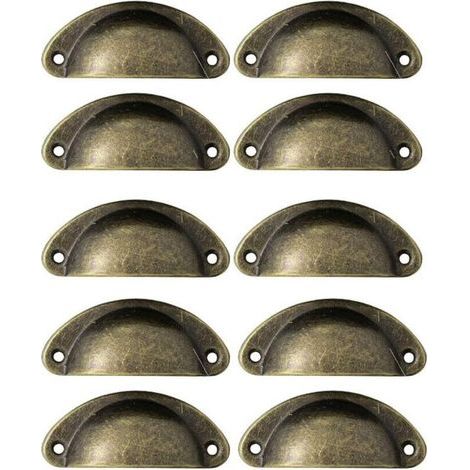 Lot de 10 Poignées de Tiroir Rétro en Métal Pour Meubles de Cuisine Porte d'armoire Placards avec Boutons Meubles en Laiton Antique (1/5)