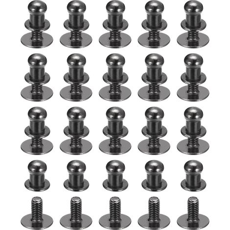 5mm Clou à Tête Sphérique Avec Rivets à Visser, Lot de 50 Boutons à Tête Ronde Pour La Maroquinerie Artisanale, Ceinture, Couleur Noir Métallisé (1/5)