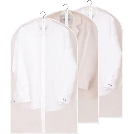 Housse de protection pour vêtements transparente, lot de 3, housse suspendue imperméable et anti-humidité pour costume, couvre-manteau visible et lavable, 60 x 100 cm (1/5)