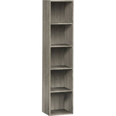 Libreria Scaffale 5 Vani Mobile Soggiorno Ufficio Casa 30x24x132 Cm Rovere Grigio