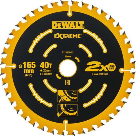 DeWALT Hoja de sierra circular para Multimaterial  Extreme  Ø 165mm agujero de eje 20mm 40T - DT10301-QZ
