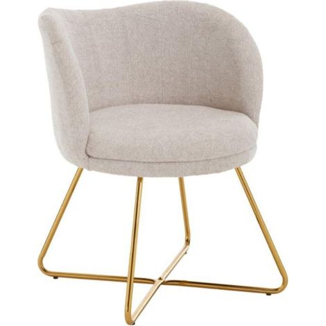 Wahson Sillón Decorativo en Chenilla Sillón Moderno y Elegante con Patas Cruzadas Doradas para Dormitorio y Salón, Beige