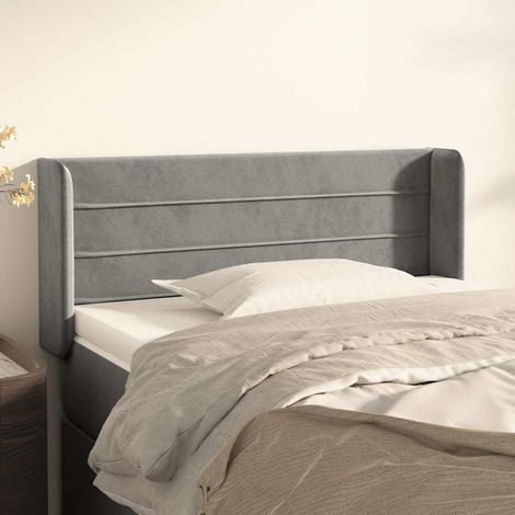 vidaXL Tête de lit avec oreilles Gris clair 93x16x78/88 cm Velours (1/5)