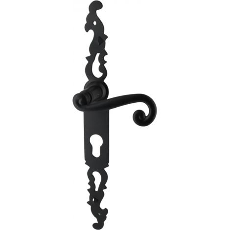 Poignées de porte fer forgé COQ noir 330X36 mm Trou de cylindre i - SECURY-T