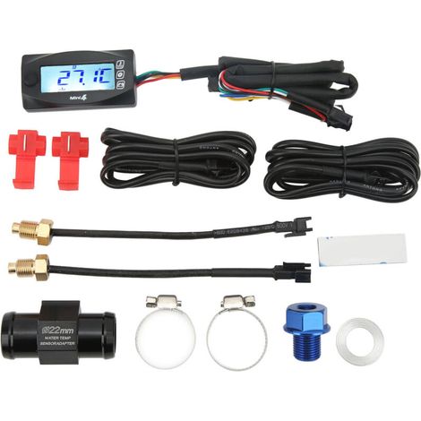 4 en 1 eau huile température temps tension jauge LCD affichage numérique DC12V universel pour moto M14x1.25 (1/5)