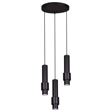 Suspension tubes moderne noire 3xGU10 Kaja Roto K-4546