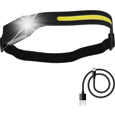 Torcia frontale a led Testa orientabile 350 lumen 4 modalità, Archetto regolabile, Batteria ricaricabile con sensore di moviment (1/5)