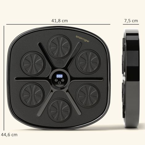 Máquina de boxeo musical Bluetooth con luces LED, 9 velocidades y 9 modos, montaje en pared, negra (1/5)