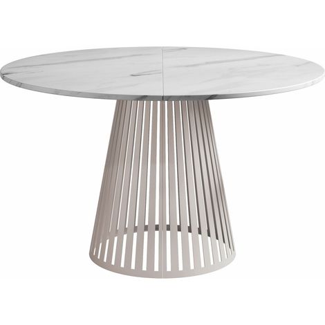 Mesa Prudentia, Mármol blanco + Cachemira, 76x0x0cm, Alargamiento, Aglomerado laminado, Metal (1/4)