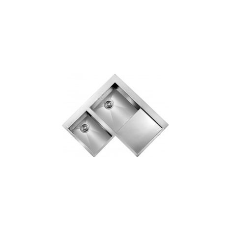 Lavello FILOQUADRA MIX ad angolo 2 vasche sinistre+ gocciolatoio ACCIAIO INOX (1/5)