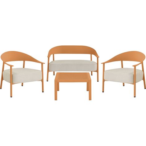 Set di mobili da giardino in metallo e plastica "Céora" - 4 posti - Arancione